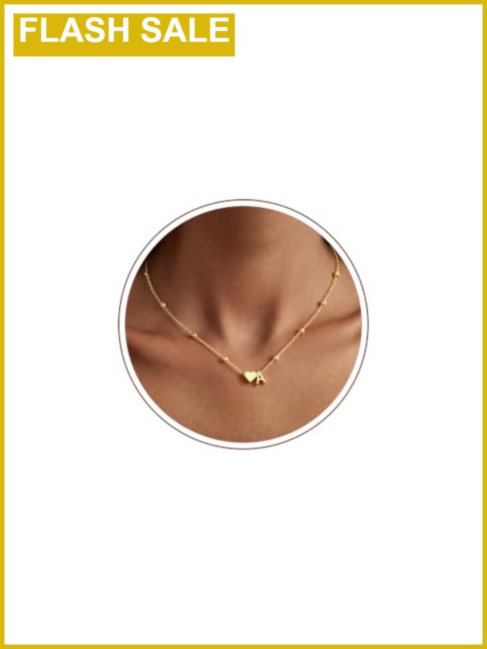 14k Gold Plated Heart Initial A Necklace Beaded Link Chain 16in Adjustable
